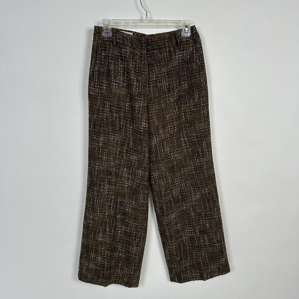 VTG Mondi Germany US 4 EU 36 Brown Tweed Wool Blend Wide Leg Pants Academic Dark